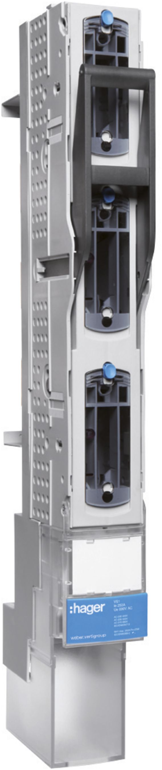 Regolo HPC weber.vertigroup 3P DIN00 160A guida/adattatore 60mm