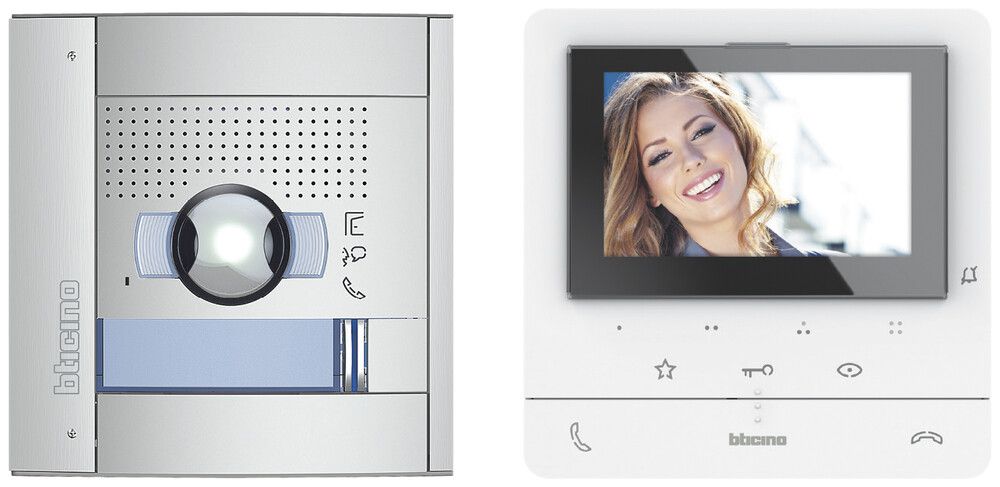 Kit interphone portier vidéo 1-fam Bticino, 2 fils, SFERAnew / CLASSE 100