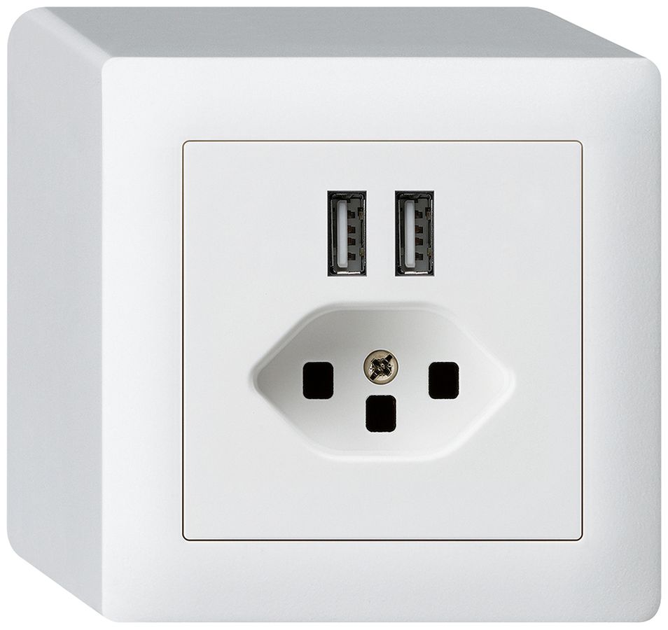 Prise AP 2×USB & T23 kallysto Q 2400mA blanc