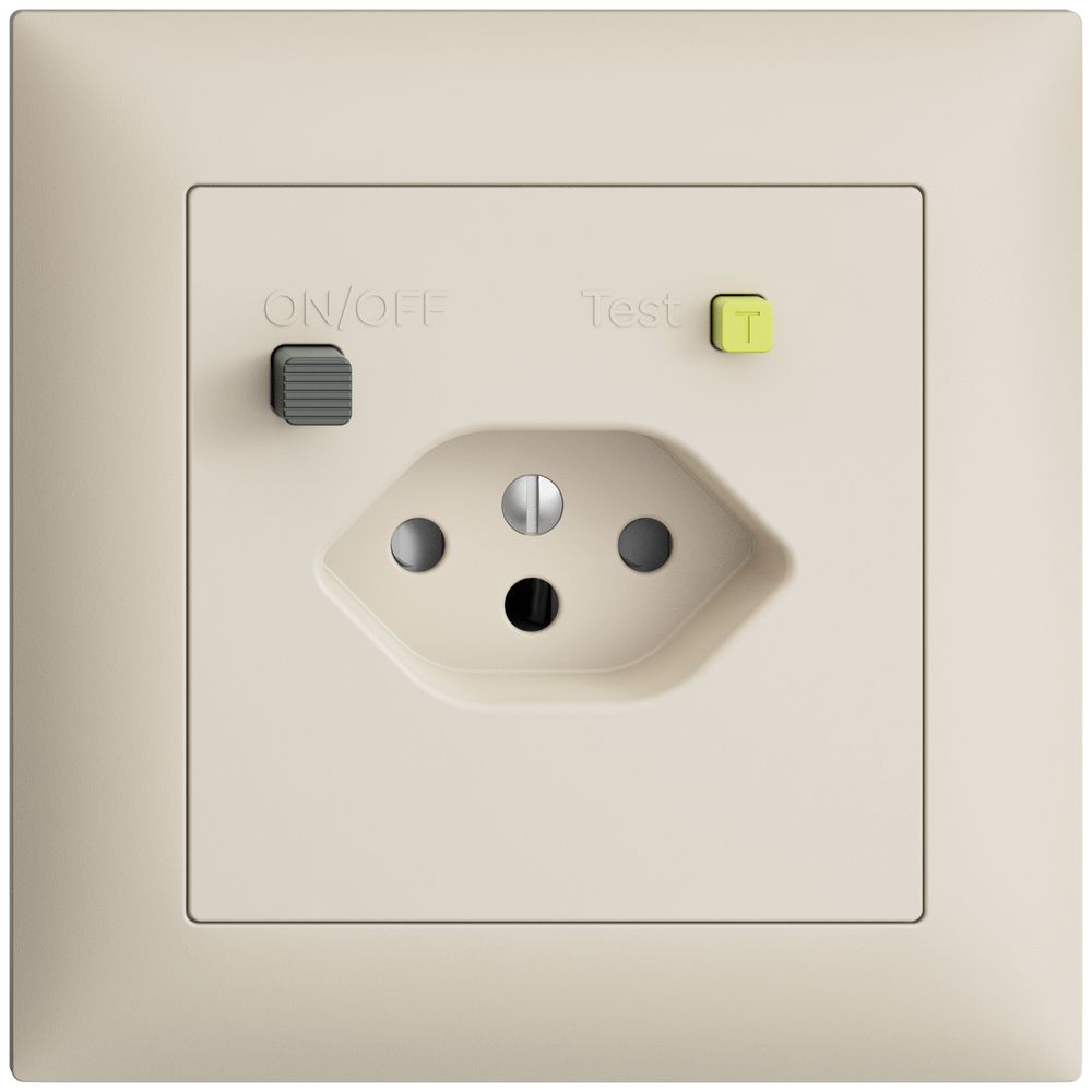 UP-Steckdose EDIZIOdue T13 FI 30mA FMI, shutter, crema