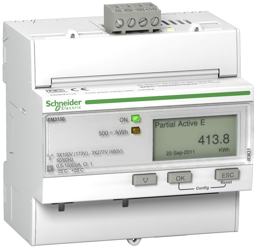 Compteur d'énergie AMD Schneider Electric iEM3150 3P+N 63A Modbus