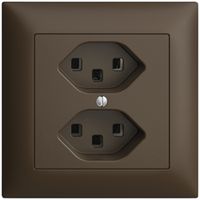 UP-Steckdose 2×T23 16A EDIZIOdue coffee, mit Steckklemmen