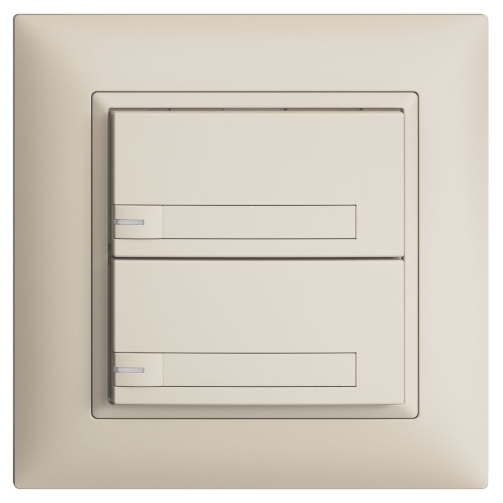 UP-KNX-Taster RGB EDUE FMI, 250mW, m.RGB-LED, m.Papier., 2×Taste, 1×Tastenb., cr