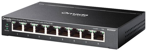 Switch TP-Link Omada ES208GP 8×RJ45-GbE PoE+ 8×PoE managebar
