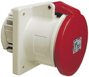 EB-Steckdose CEEtyp 5L 63A 6 Kontakte vernickelt, gerade