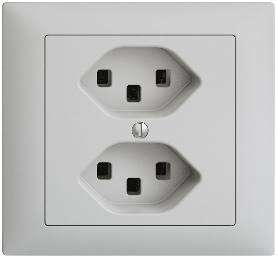 EB-Steckdose 2×T23 16A EDIZIOdue hellgrau, mit Steckklemmen