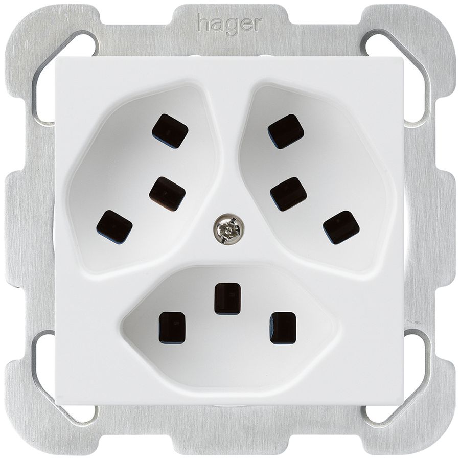 Prise ENC Hager kallysto 3×T23 B blanc ultra