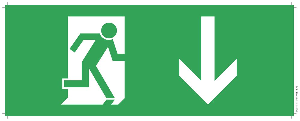 Pittogramma via di fuga verso il basso, per CFE 8 e CFE 9-11