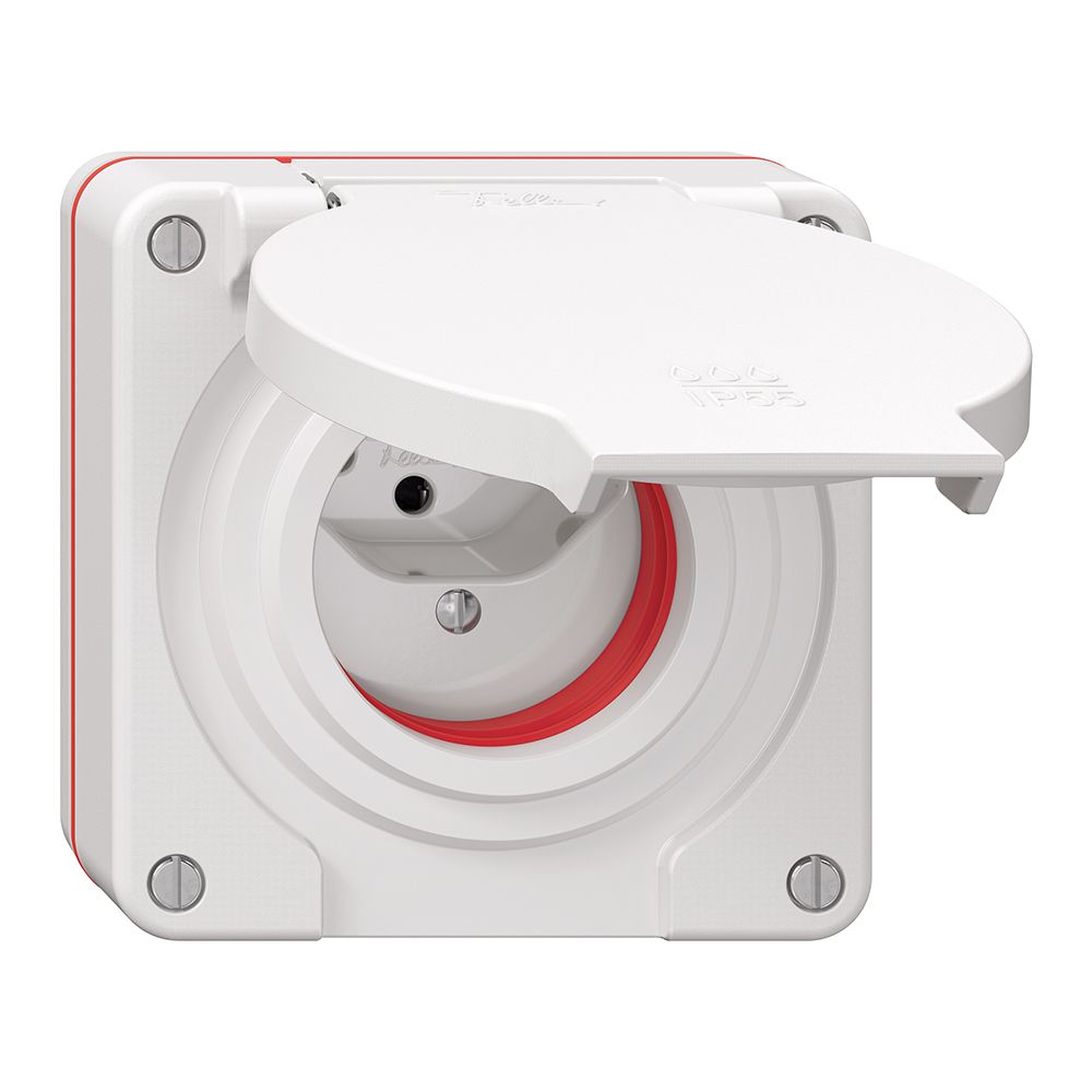Prise NUP NEVO, 1×T13, IP55 d'après SN 441011, a.joint rouge, blanc