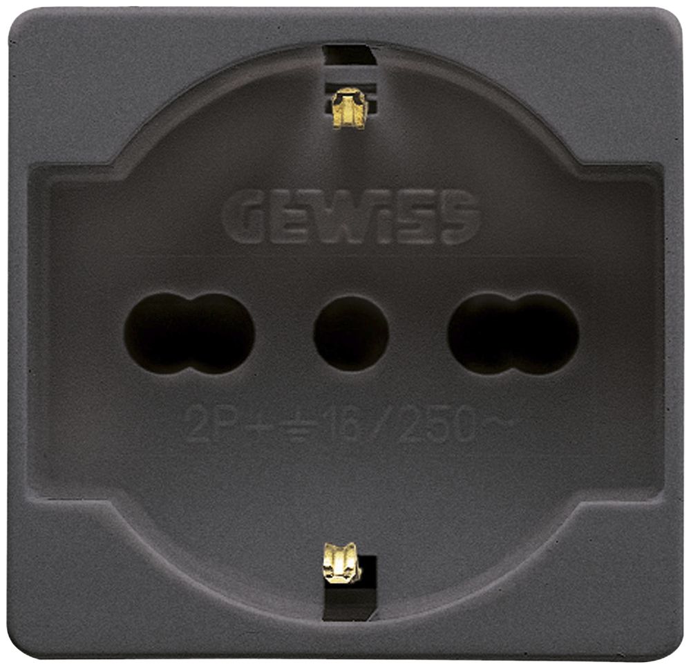 EB-Steckdose GEWISS CHORUS, Schuko/Typ L, Schraubkl.44.2×44mm, 2 Module, schwarz