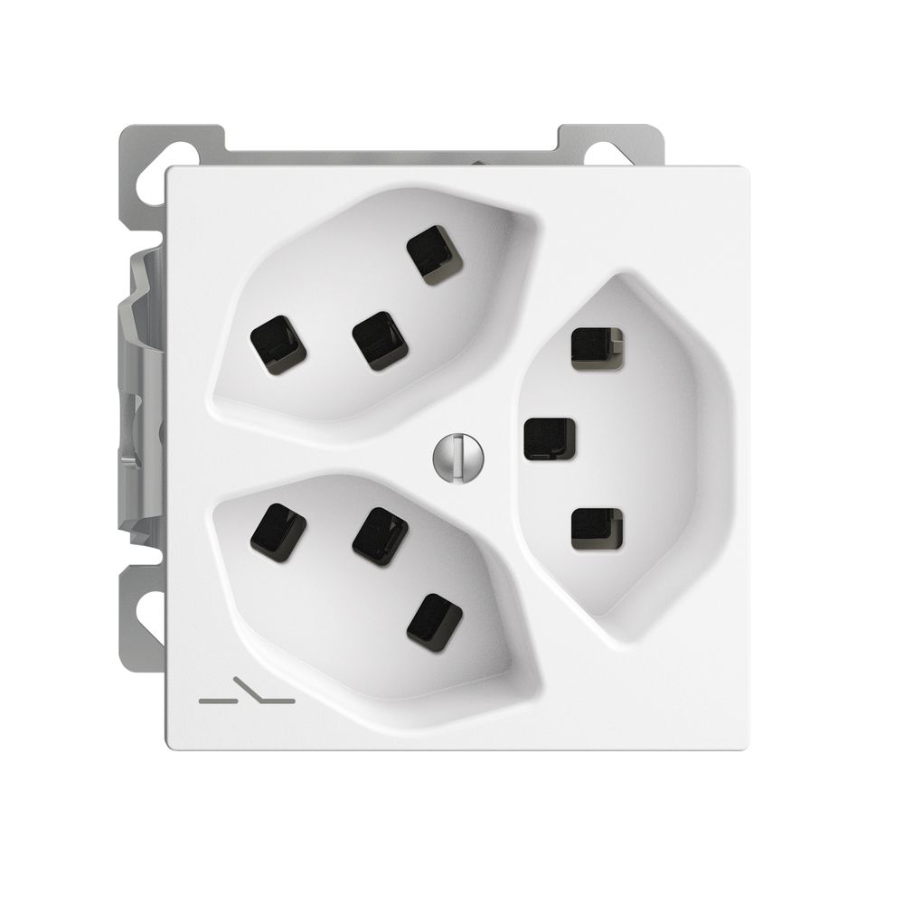 Prise AP 3×T23 Feller EDIZIOdue FXCO54, 1×séparé, bornes enfichables, blanc