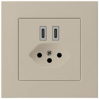 UP-USB-Ladesteckdose Hager kallysto.pro C-C 20W+T13 5V 94×94mm beige