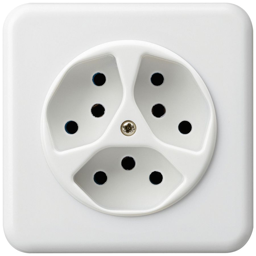 UP-Steckdose basico 3×Typ 13 weiss mit Kinderschutz