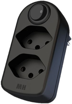 Mehrfach-Stecker MAX HAURI ADAPT SPLIT 10A Mit Ein-/Ausschalter 2×T13 schwarz
