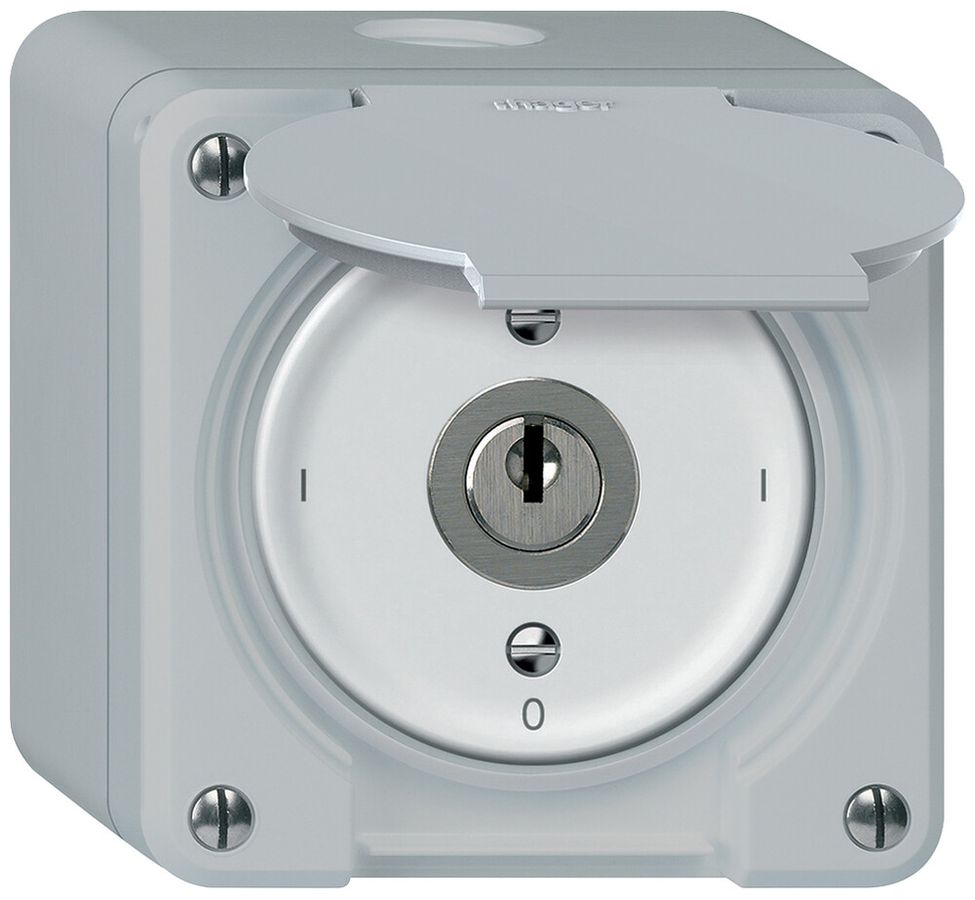 Interrupteur à clé AP robusto interrupteur 2×1 pôle 16A 250V 86×86mm gris