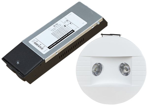 Spot de secours LED CESP-B/W LED N230, 2×3W, pour batterie centrale