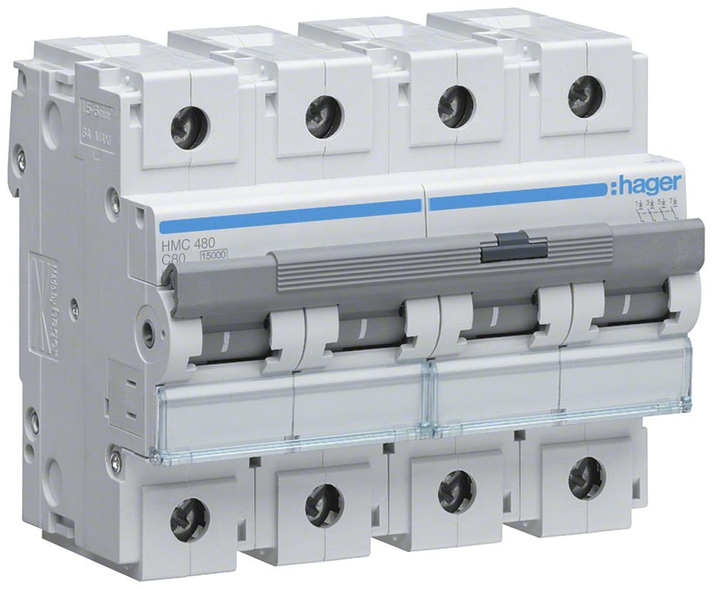 Leitungsschutzschalter Hager MCB 4P 400V Typ C 80A Icn 15kA 6TE