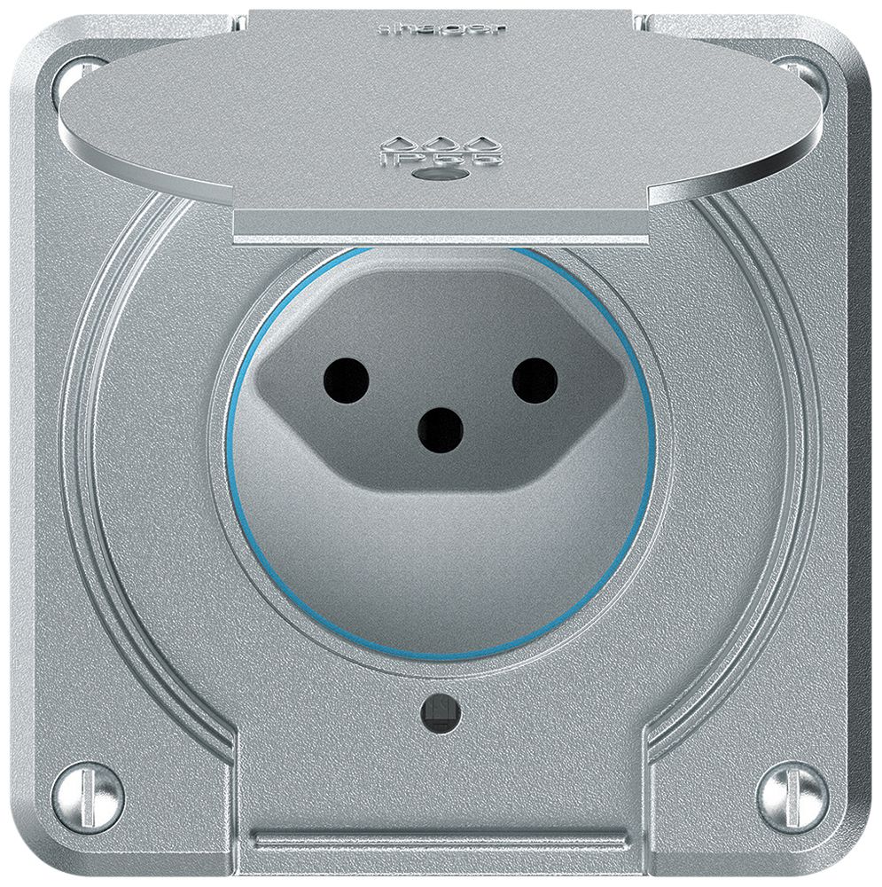 Prise ENC robusto 1×type 13 lumineux IP55 aluminium