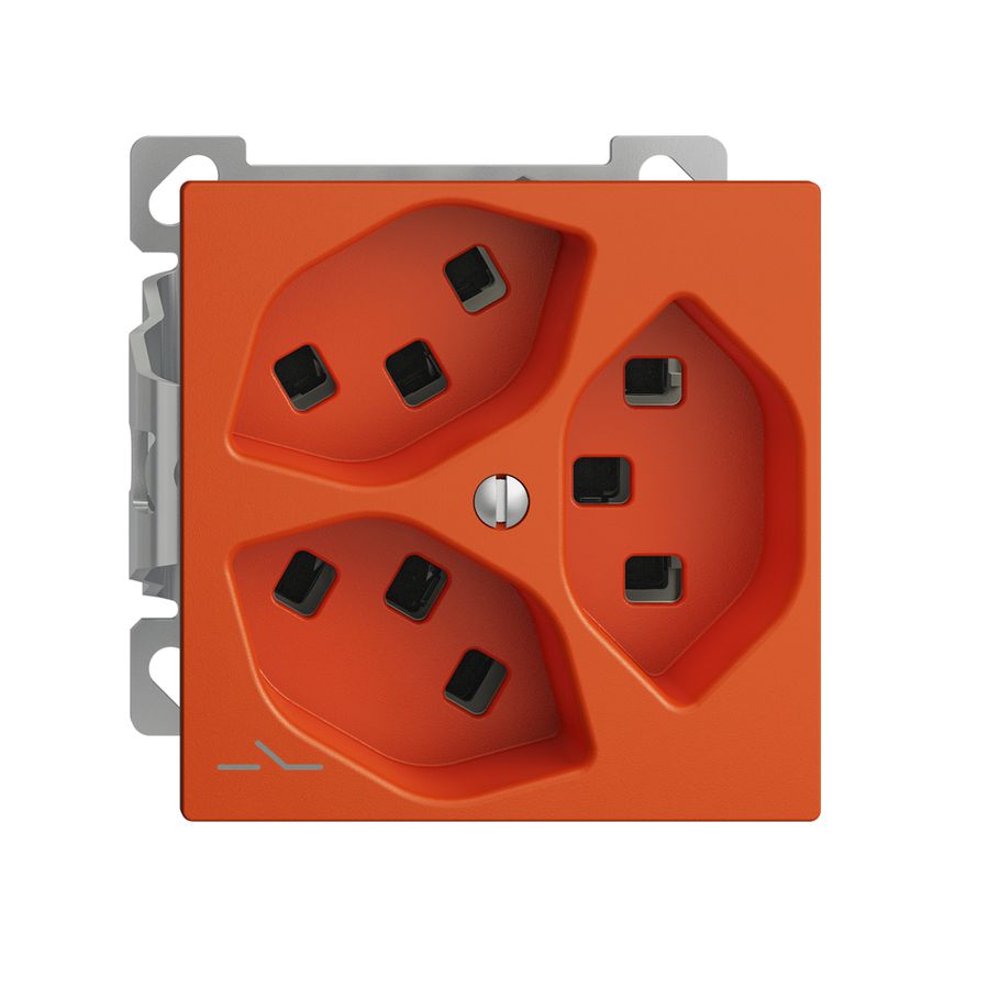 AP-Steckdose 3×T23 Feller EDIZIOdue FXCO54, 1×getrennt, Steckklemmen, orange