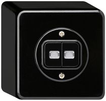 Pulsante luminoso AP basico 2×AR/1L nero