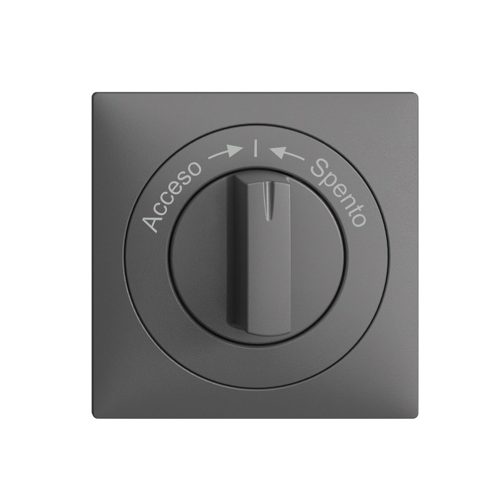 Frontset EDIZIOdue Acceso->I<-Spento dunkelgrau 60×60mm für Schwenktaster