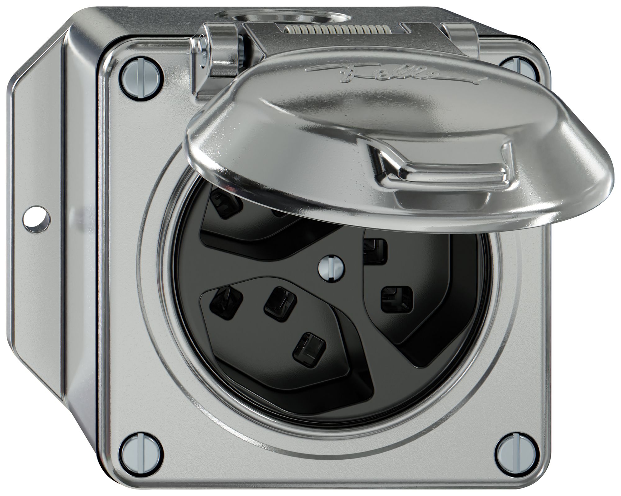 Presa AP ELEMENT 3×tipo 23 16A 250V IP20 con coperchio alluminio