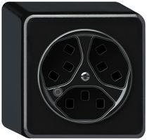 AP-Steckdose origin 3×Typ 23 bel.grün 16A 230V 88×88×54mm schwarz