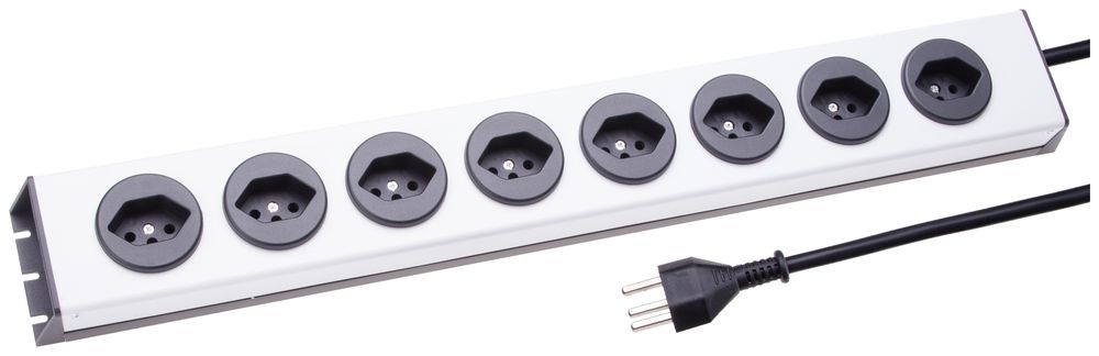 Prise multiple MH 8×T23 argent/noir PowerLine Td 3×1.5mm² 2.5m