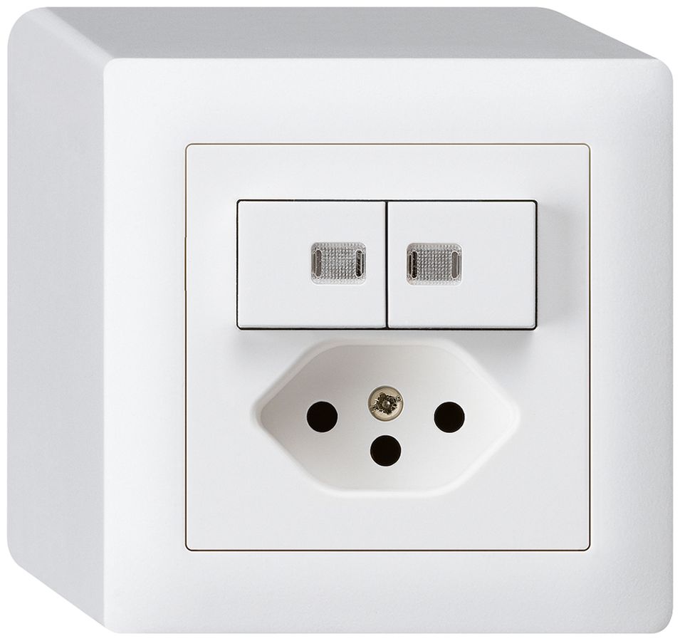 AP-Leuchtkombination 3/1P+A-R+T13 weiss kallysto 2 Linsen mit Kinderschutz