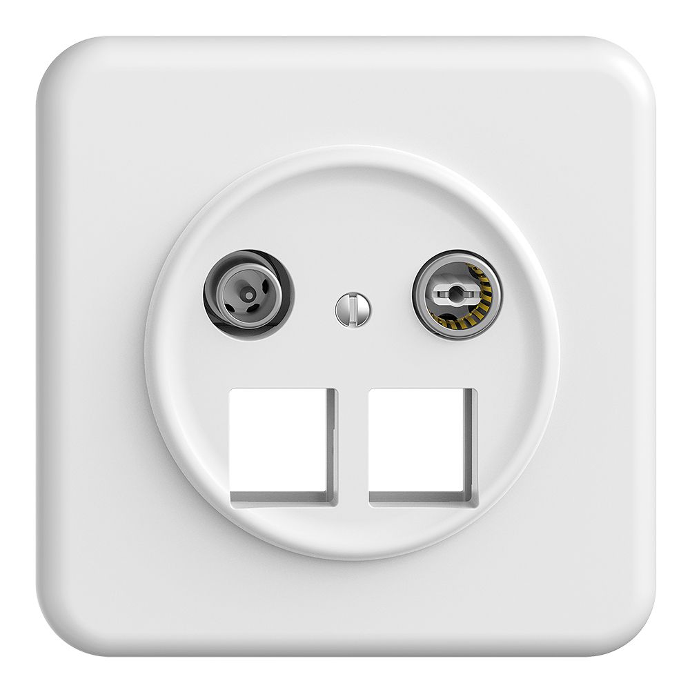 Prise multimédia 4dB Sdue QMI, prise d.dérivation, p.2×RJ45 Keystone, bc