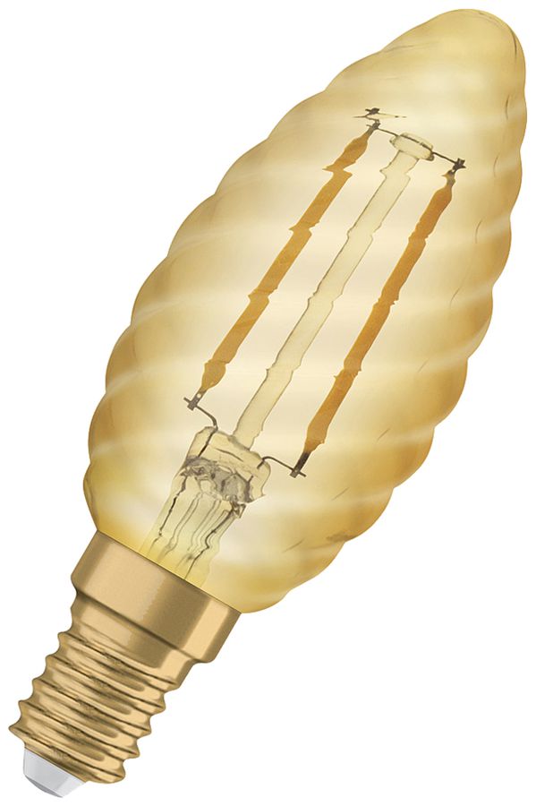 Lampada LED LEDVANCE Vintage E14 2.5W 220lm 2400K Ø35×100mm scanalato chiaro oro