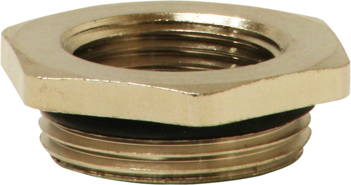 Reduktion 6-kant M25×1.5 aussen/M20×1.5 innen Messing vernickelt