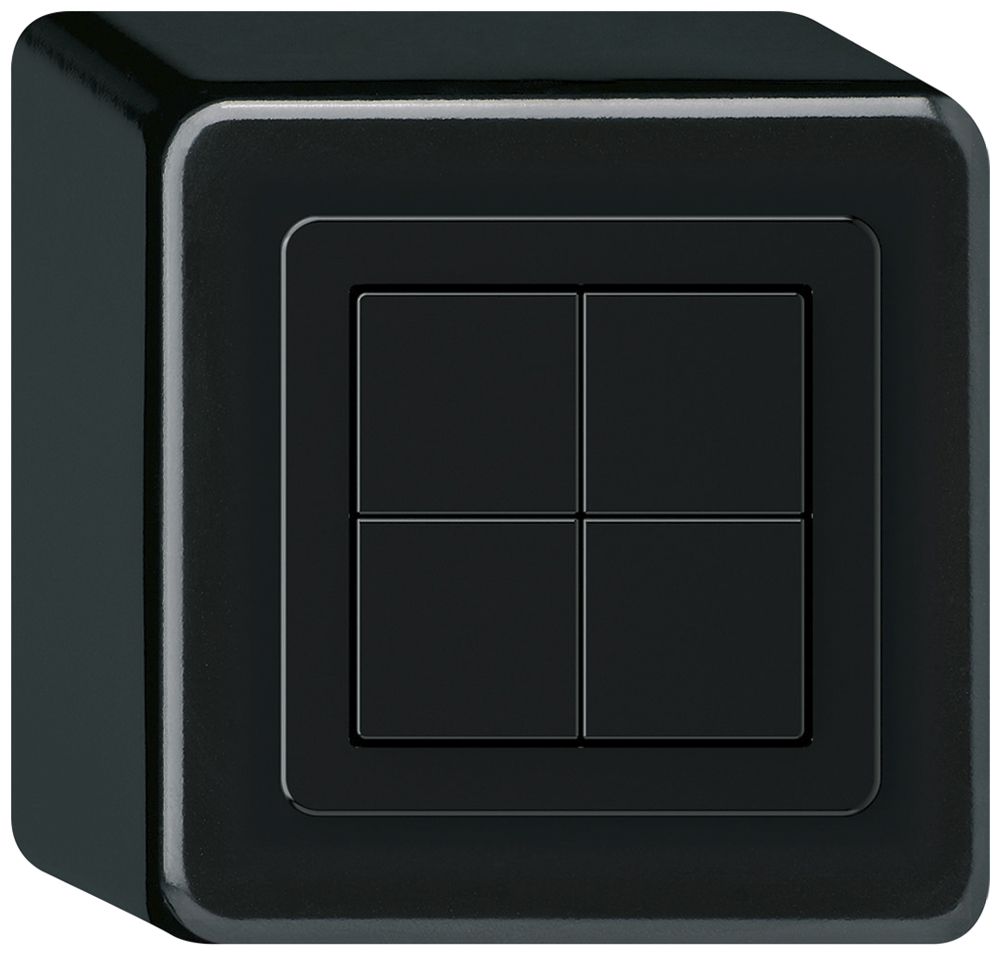 Poussoir KNX AP Hager BA basico Q quadruple 88×88mm noir