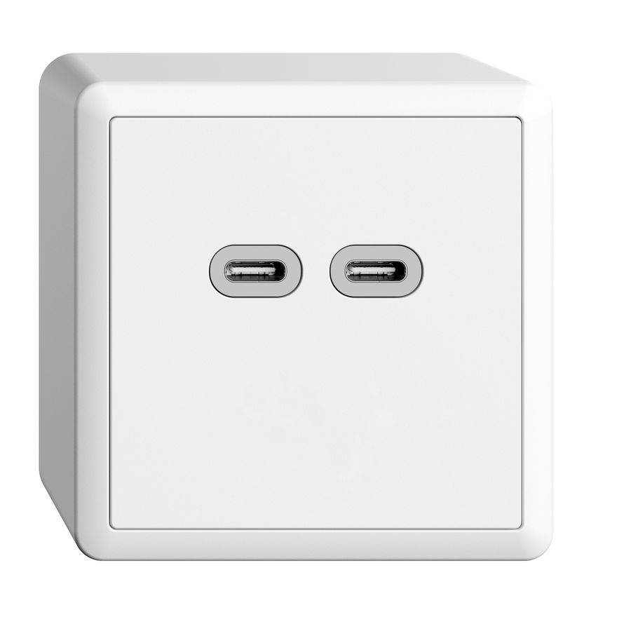 Prise AP USB 18W 2×type C Feller EDIZIOdue FX54 230V 3600mA blanc