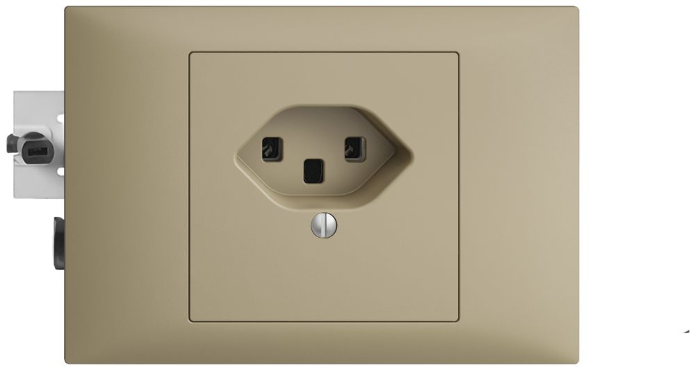 EB-Steckdose EDIZIOdue T23 16A sand 53mm, Schraubklemmen