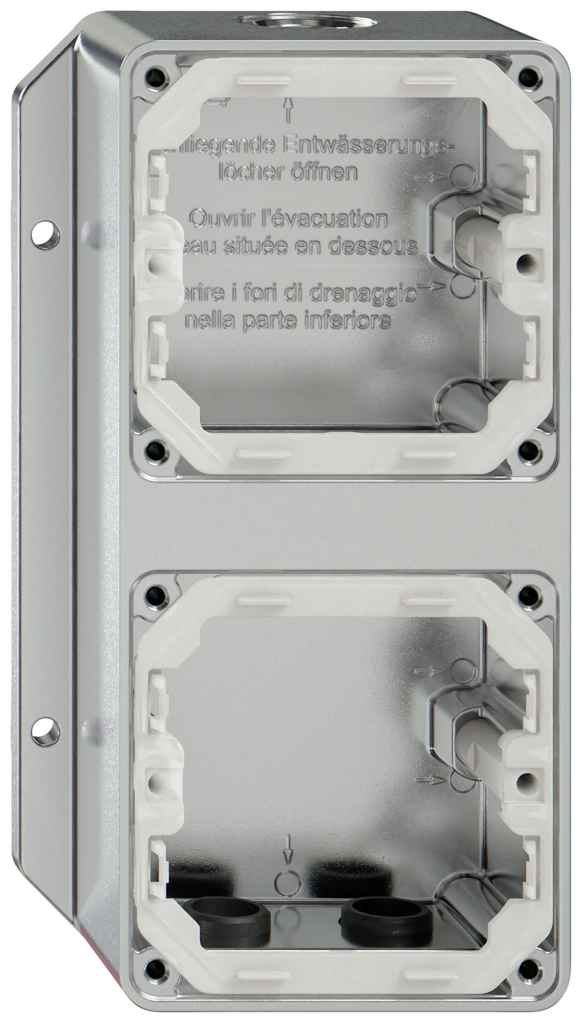 Scatola AP ELEMENT 2-volte 193×111mm 3 ingressi alluminio