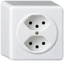 AP-Steckdose basico 2×Typ 13 weiss H=54mm