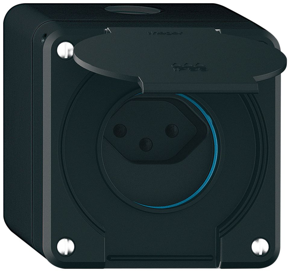 AP-Steckdose robusto 1×Typ 13 IP55 schwarz