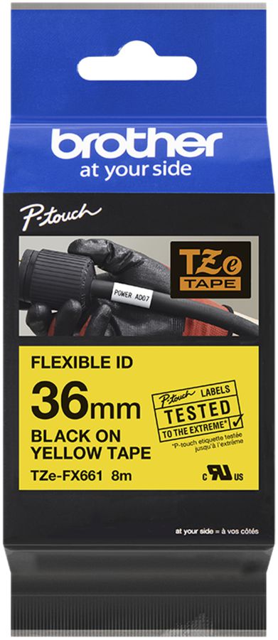 Cassette de ruban à imprimer TZe-FX661 36mm×8m, jaune/noir
