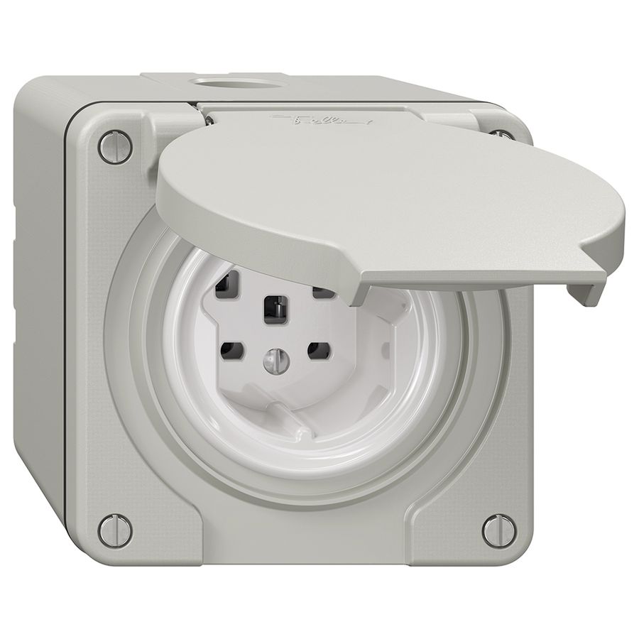 NAP-Steckdose NEVO, 1×T25, IP21, lichtgrau