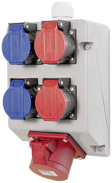 Stromverteiler A. Steffen 1×CEE 16A 5p 400V 2×T23 2×T25 IP55