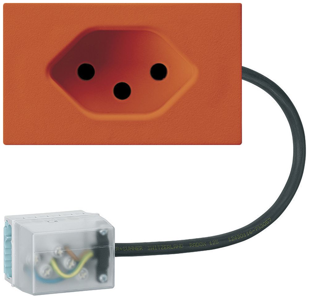 Prise INC 1×type 13 Hager FLF pour câble plat Ecobus power L2 orange