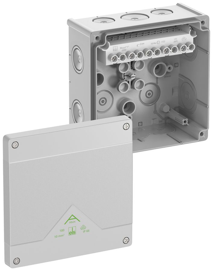 Boîte de dérivation AP Spelsberg Abox 100-10² 152×152×80mm IP66 gr