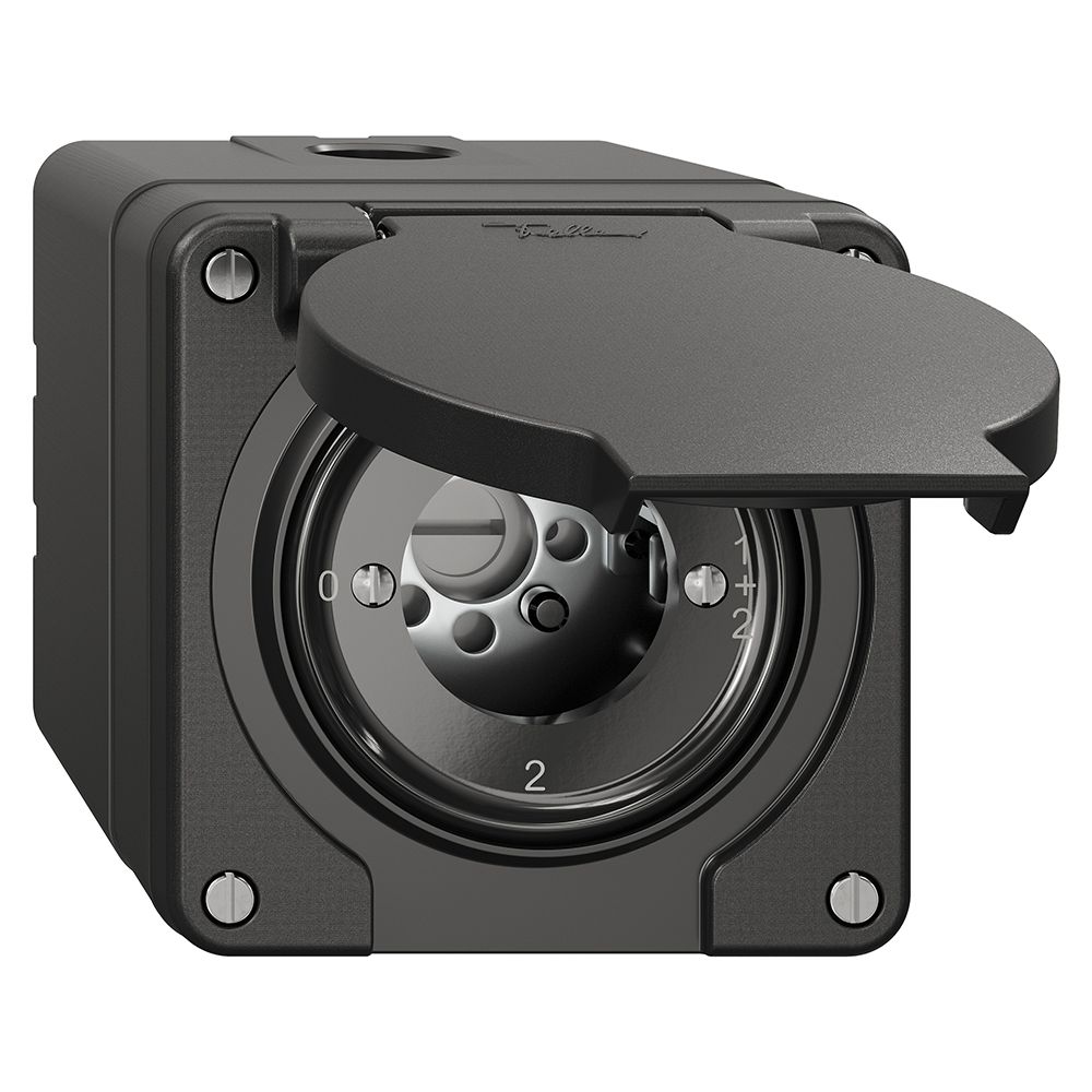 Interrupteur rotatif NAP NEVO, 1/1 L, sans cylindre, KS, 0-1-1+2-2, noir