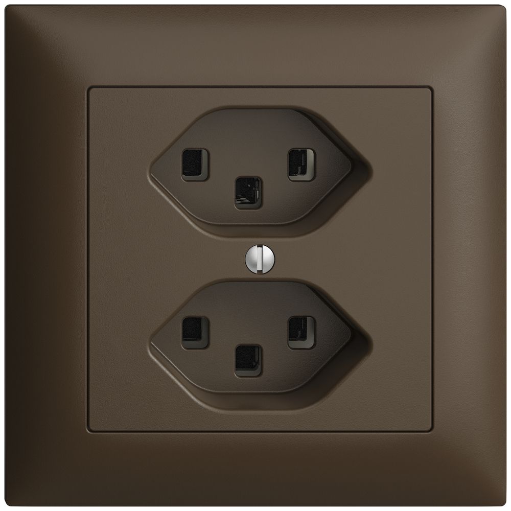 UP-Steckdose 2×T23 16A EDIZIOdue coffee, mit Steckklemmen