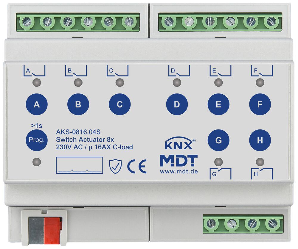REG-Schaltaktor KNX MDT AKS-0816.04S 8-Kan 16A 230VAC 6TE