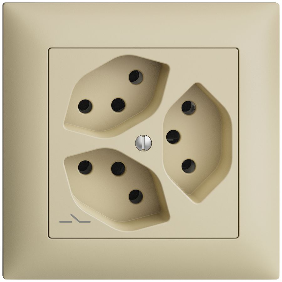 UP-Steckdose EDIZIOdue 3×T13 1×S vanille