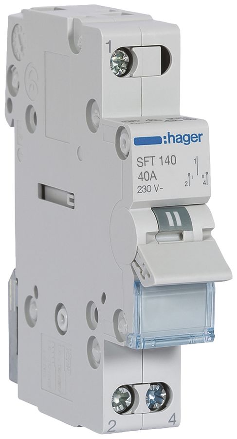 REG-Wechselschalter Hager 40A 230V 0 Schliesser 0 Öffner 1 Wechsler 1TE
