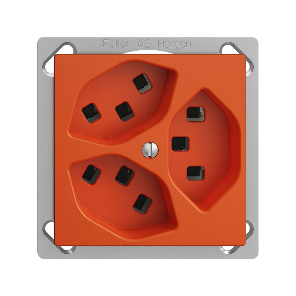 EB-Steckdose 3×T23 16A orange EDIZIOdue, mit Steckklemmen