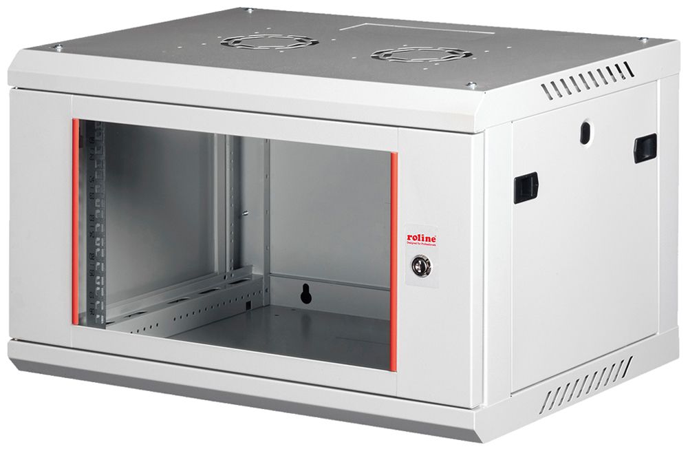 Coffret mural 19" ROLINE Basic Plus 600×379×450mm 6UH 1×porte acier gris